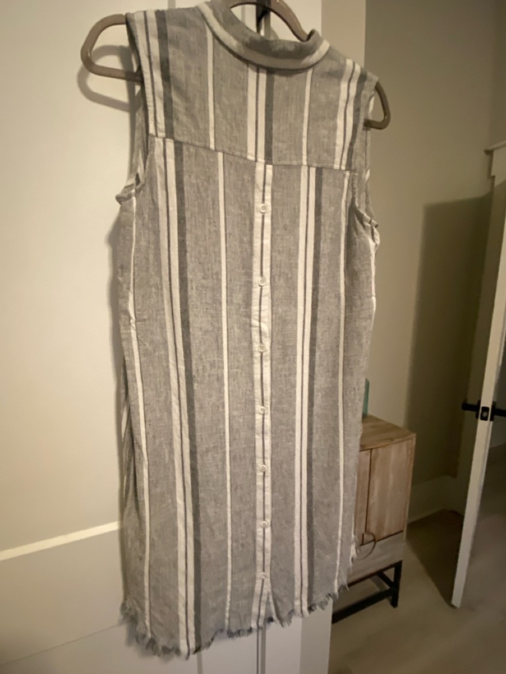 cloth & stone Anthropologie Gray and White Striped Collared Dress - Picture 4 of 7
